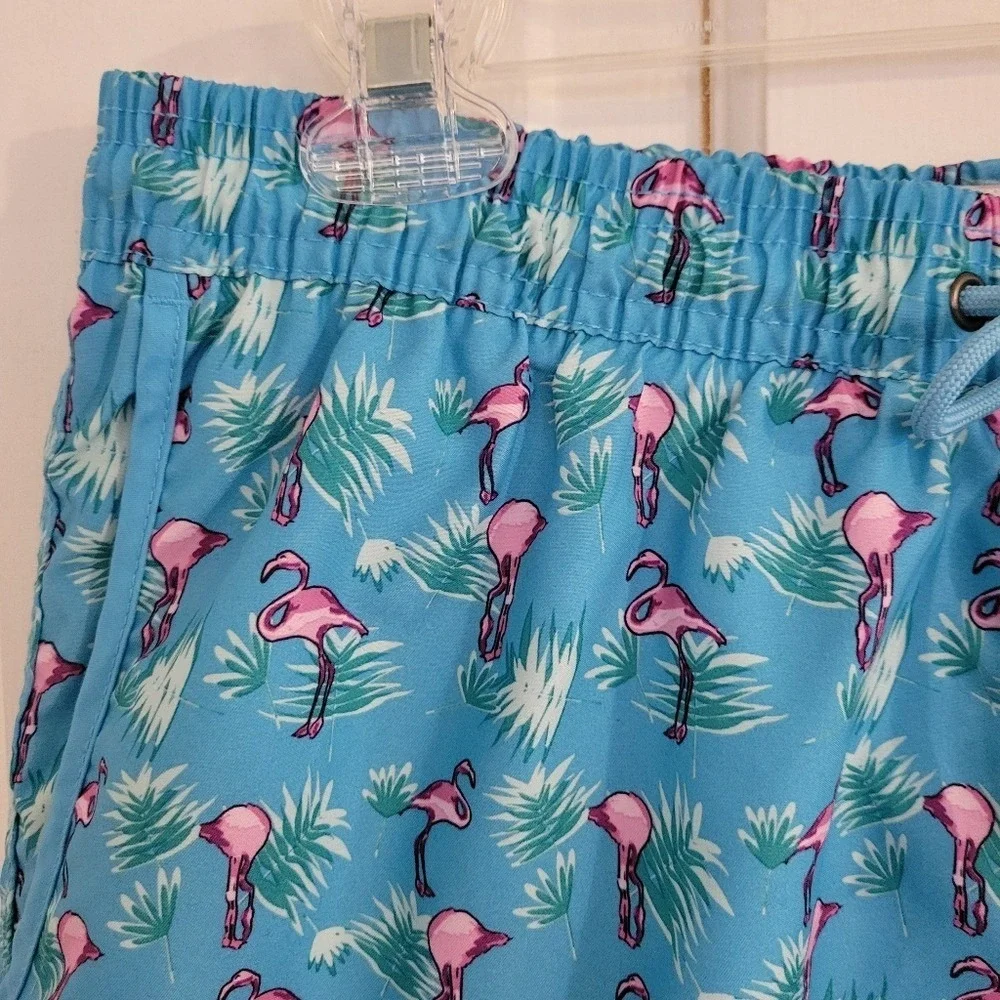 Beach Bros. Swim‎ Suit Trunks Men MEDIUM Flamingos Beach Resort Pool Surf Lined